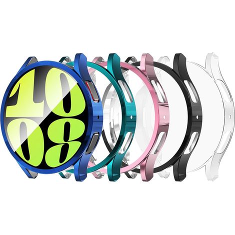 5 Pièces Coque Compatible pour Samsung Galaxy Watch 6 44mm, Housse de Protection en TPU Compatible pour Galaxy Watch 6, Transparent/Noir/Bleu Nuit/Cyan foncé/Rose (1/5)