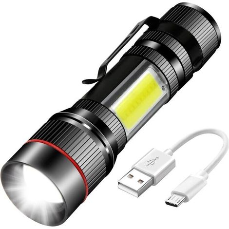 Torche LED - Zoom Réglable - Rechargeable USB - Aimant Puissant - Clip Intégré - 500 M - 3 Modes - 1 Pièce (1/5)