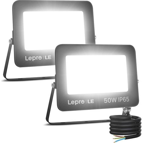 Projecteur LED Exterieur 50W 4250LM 5000K Blanc Froid Équivalent à une Lampe à Incandescence de 350W, IP65 Étanche Spot Led Extérieur, Projecteur LED Extérieur pour Jardin - 2PCS (1/5)