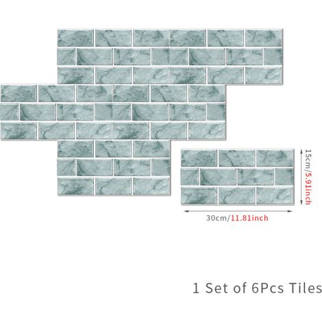 6 pièces – Hydrofuge et facile à nettoyer – Convient pour les murs de salle de bain et de cuisine (15x30cm) (1/5)