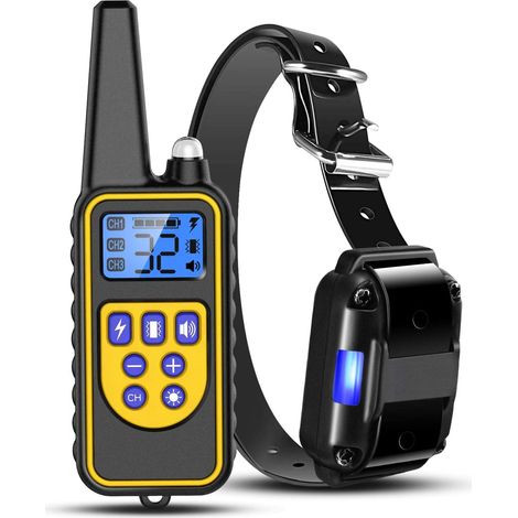 Collier anti-aboiement/collier de dressage pour chien (avec télécommande), 3 modes de dressage, niveaux d'intensité 0-99 (1/5)