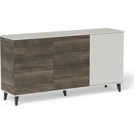 Aparador Luelia 120, Nogal + Cachemira, 82x160cm, Número de puertas: 040cm, MDF, Aglomerado laminado
