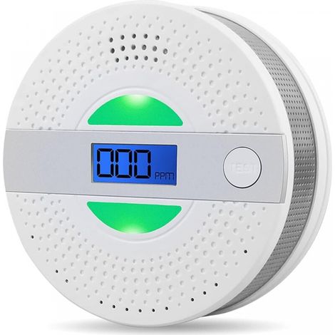 Détecteur de fumée et de monoxyde de carbone avec écran LED, alarme de sécurité, 1 pièce (1/5)