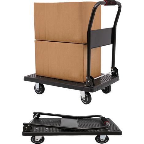 Chariot à Plateforme Pliable Charge 150 kg Chariot à Plateau Pliable 85x48 cm pour Manutention et Déplacer Objets Volumineux et Lourds, avec Roues Pivotantes, Poignée à Pousser Compacte (1/5)