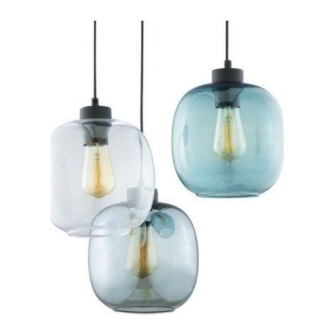 Tk Lighting Elio lampada a sospensione trasparente blu grafite