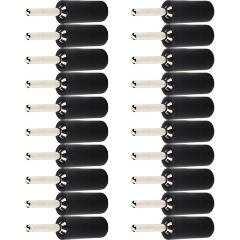 Lot de 20 connecteurs mâles étanches en laiton nickelé, de type banane de 2 mm, noirs. (1/5)