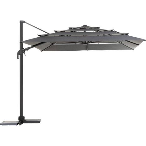 Ombrellone rettangolare multi-foglio melhia antracite 4x3m - Hespéride (1/5)