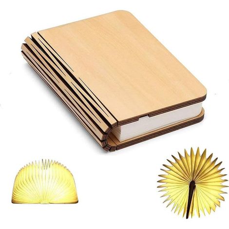 Lampada da tavolo in legno, mini lampada pieghevole, ricaricabile tramite USB, batteria al litio da 1000 mAh, lampada da scrivania a LED decorativa, luce bianca calda, regalo di compleanno. (1/5)
