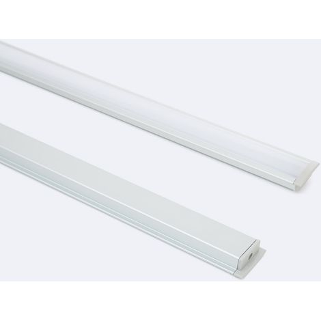 Aluminiumprofil Einbau für LED Streifen bis 12 mm Aluminium 2 m Weiß transluzent