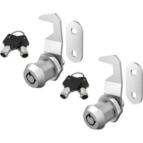 Lot de 2 verrous de boîte à outils, serrure de boîte aux lettres, 1,6 cm, serrure à came à clé identique, serrure de boîte à outils de rechange pour porte de rangement de boîte aux lettres (1/5)