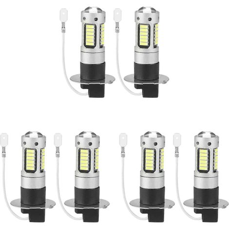 Kit de 6 ampoules LED H3 ultra-lumineuses pour feux de brouillard et feux de jour (DRL), blanc 6000K (1/5)