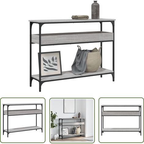 The Living Store Table console avec étagère sonoma gris 100x29x75 cm - Table Basse - Table D'appoint - Meuble D'entrée - Table Console - Table Industrielle (1/5)