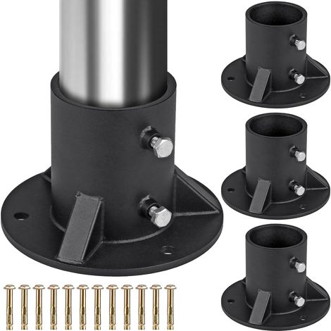 Lot de 4 brides de sol pour clôture à chaîne, 76 mm, base de poteau rond, supports de boîte aux lettres pour poteaux ronds en métal, convient pour les tubes/poteaux d'un diamètre extérieur (1/5)