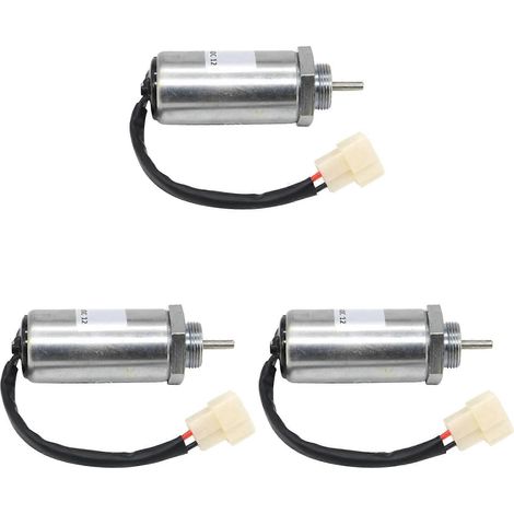 Trois électrovannes d'arrêt moteur pour excavatrice compatibles avec Isuzu EX400 3LD1 3LD2 4LE1 12V : 897329-5680 8973295680 (1/5)