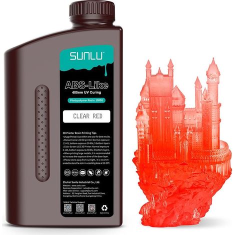 SUNLU ABS-Like 3D Printer Rapid Resin SUNLU ABS-Like 3D Printer Rapid Resin Clear Red 1000g