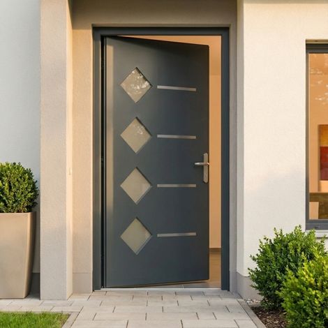 Porte d'entrée aluminium anthracite 96x218 cm gauche X-Metal (1/5)
