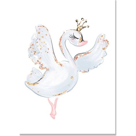 Tableau Mural Enfant - Toile Imprimée Licorne Cisne Thème Nordique Pour Chambre Bébé - 1 Pièce