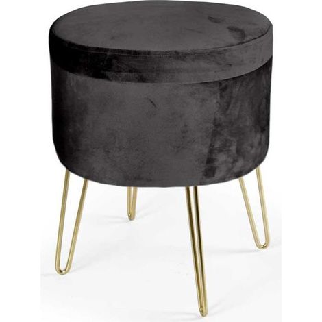 Set 2 pouf contenitori neri cm Ø38x46h (1/2)