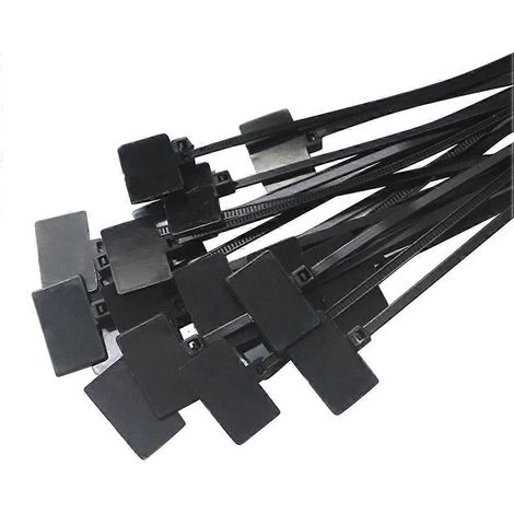 250 attaches de câble électriques autobloquantes durables 4x150 avec âme en nylon et étiquette de marquage pour la maison et le bureau (noir)-16X2.5 cm-Black