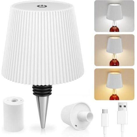 Lampe bouteille sans fil, 3 modes de température de couleur réglables, commande tactile, protection IP54, chargement USB sans fil, lampe de table pour restaurants, chambres et jardins (1/4)