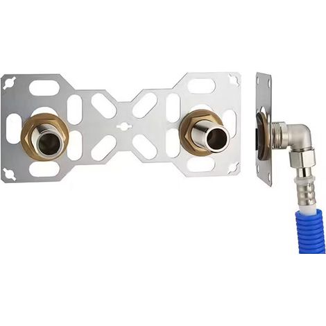 FIXSYSTEM doppio: kit completo per il fissaggio di un rubinetto a parete con interasse di 150 mm Gomiti di alimentazione da crimpare su tubo multistrato NOYON & THIEBAULT - Ø 16 mm, uscita 3/4' maschi