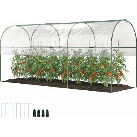 Serre de jardin serre à tomates 4 arceaux en acier bâche en PVC 4 x 1,2 x 1,7 m vert