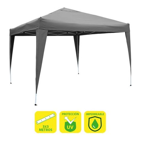 Sungarden carpa plegable acero 3x3m gris - color blanco
