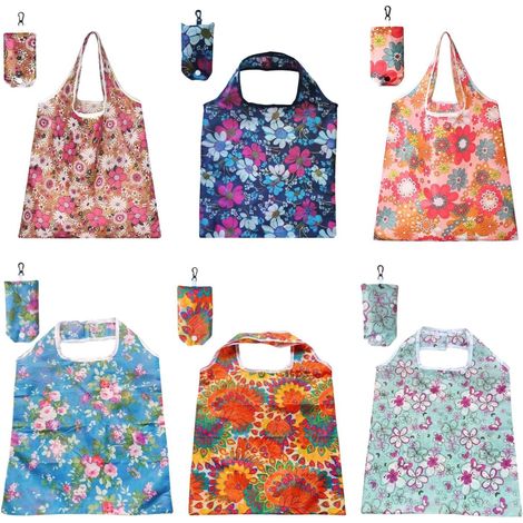 Sac Pliable Courses Poche 6 Pièces, Réutilisable Écologique, Léger et Spacieux, pour Supermarché et Voyages (1/5)