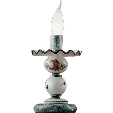 Lumetto Classico Sanremo Metallo Ceramica Verde Sfumato Oro Decorato 1 Luce E14 (1/4)