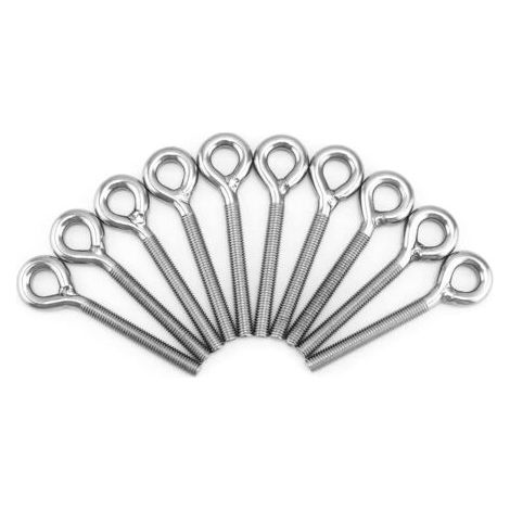 BUNTHAUS 10 Stück M4 Edelstahl-Gewinde-Augenschraube zum Anheben der Schulter, geschweißte, geschlossene Gewinde-Augenschrauben (53 mm) (1/3)