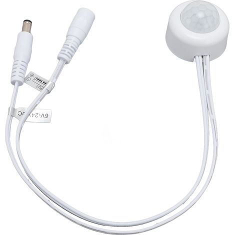 Détecteur de mouvement PIR avec temporisation réglable de 15 à 360 secondes, interrupteur lumineux pour éclairage LED DIY, compatible avec les armoires électriques (6-24 V CC, blanc). (1/5)