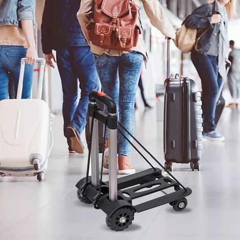 Zusammenklappbarer 4-Rad-Aluminium-Trolley, faltbarer Handwagen zum Einkaufen und Gepäcktransport, kompakter Einkaufswagen (1/5)