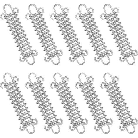 Tendeur Ressort, 10 Pcs Boucle de Corde de Ressort, Boucles à Ressort de Tente, Ressort Absorbeur, Ressort de Tension pour Voile dOmbrage, Bâche, Tente, Grille Métallique (1/5)