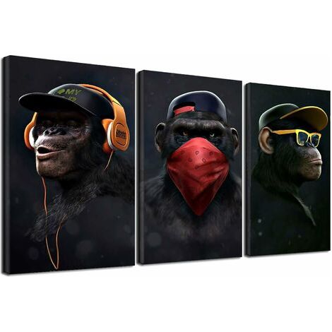 Smart Monkey Impressions sur Toile - Impressions sur Toile pour Salon Design d'intérieur Moderne 30x50cm 3 Pièces Sans Cadre, Noyau Peint (1/2)