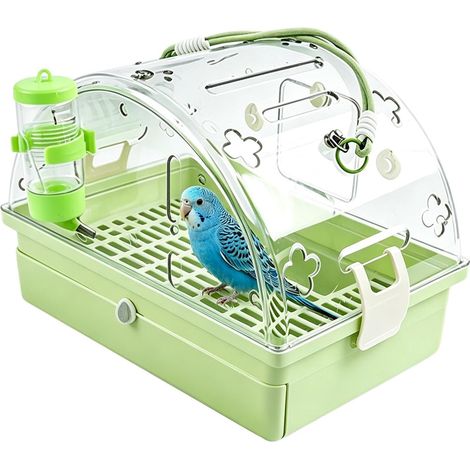 Cage de Transport pour Oiseau en Mangeoire et Abreuvoir Transparents avec (1/5)