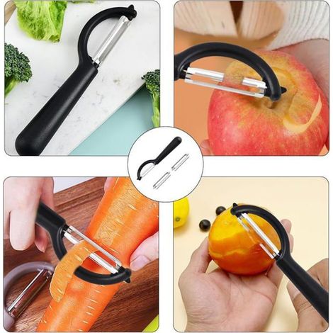 P-éplucheur de Tupper avec 2 Lames de Rechange Econome Eplucheur Légumes pour Tupperware Vegetable Peeler Eplucheur Pomme de Noir (1/5)