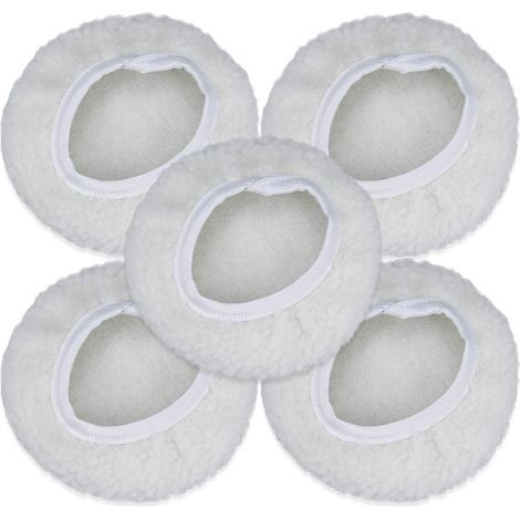 Lot de 5 Bonnet de Polissage, 125-150mm Kit Auto Disque Polissage Bonnet en Laine Tampons de Cirage pour la Plupart des Polisseurs de Voiture (1/4)