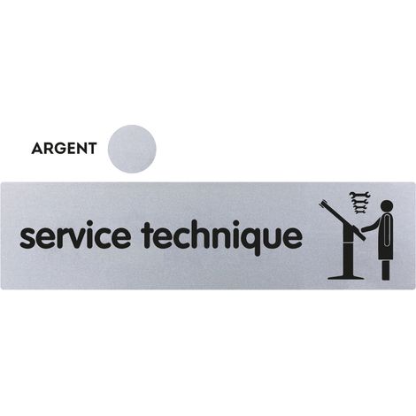 Plaque de porte Service technique - Classique argent 170x45mm - 4321097