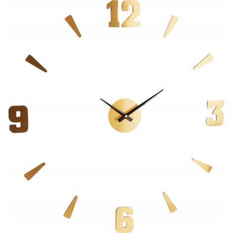 Horloge murale adhésive dorée, style loft moderne, 60 cm