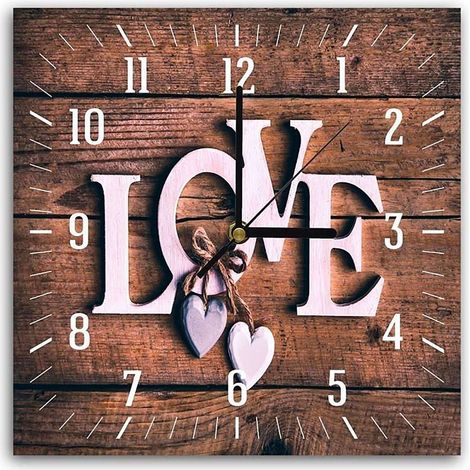 Horloge Décorative Amour et Bois Pour Intérieurs Chaleureux - 50 x 50 cm (1/5)
