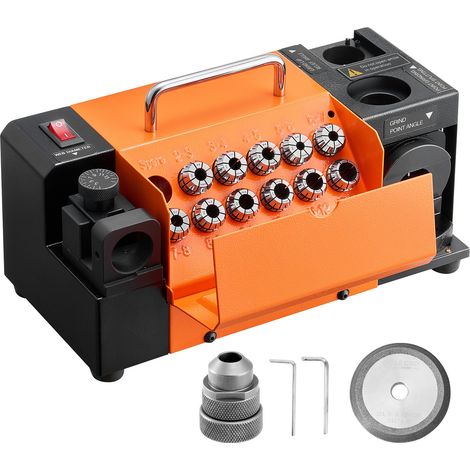 Affuteur Foret MR-13D Affûteuse Forets 3-13 mm pour Atelier Garage, Angle Dépouille et Lèvre de Coupe Avant Réglable Angle de Pointe Réglable 95°-135° 120 W 4600 tr/min avec 11 Pinces, Meule CBN (1/5)