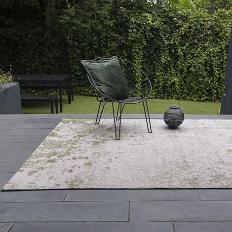 Dara Abstract Modern Kitchen Garden Flatweave Outdoor Indoor Green Rug Floor Mat Medium 120 x 170 cm (4'x5'6")