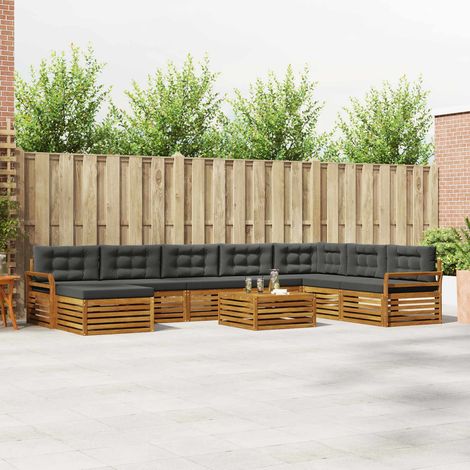 vidaXL Outdoor-Sofagarnitur mit Kissen 9 pcs Natur und Anthrazit (1/5)
