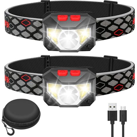 Vtizikl Lampe Frontale LED,2 Pièces Super Lumineux Capteur De Mouvement Lampe, 1500 Lumens 10 Modes Torches Frontales 1200mAh Rechargeable USB, Lampe Torche Étanche, Camping, Randonnée, Pêche, Travai (1/5)
