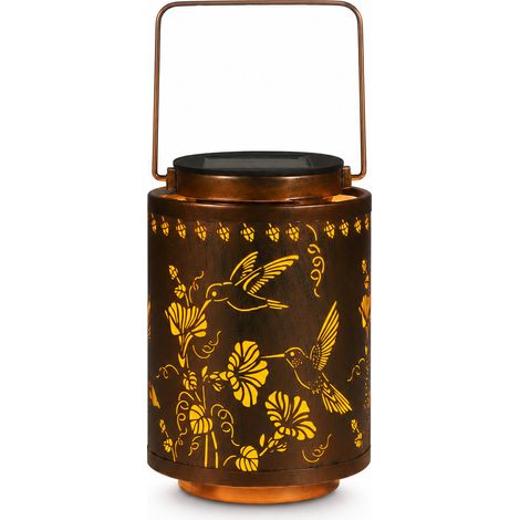 Lanterne Solaire Suspendue Étanche Motif Colibri et Fleur Trompette pour Jardin et Terrasse (1/5)