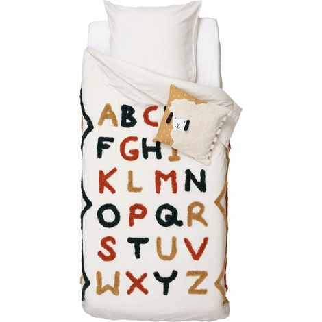 Parure de lit 140 x 200 cm Alphabet blanc (1/2)