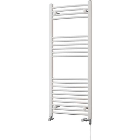 Zennor - White Dual Fuel Towel Rail H1200mm x W500mm Standard - Curved (1/3)