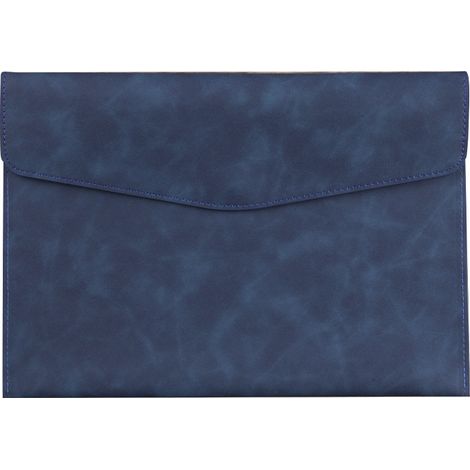 Dossier-enveloppe A4 en cuir PU imperméable avec fermeture magnétique, adapté pour papiers, passeports, certificats, usage bureau et voyage - Bleu marine (1/5)