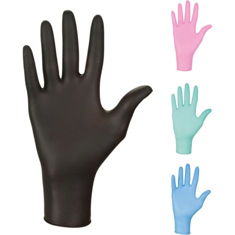 Boite de 100 gants en nitrile jetables - non poudrés - Taille L - Noir - Vivezen