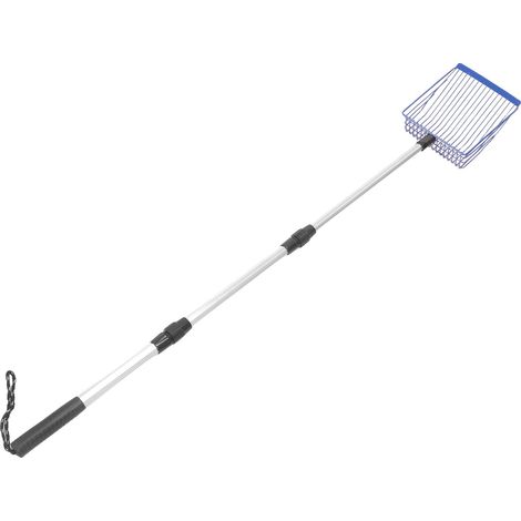 Pelle à litière pour poules en métal, 3 sections, longue, antiadhésive, à main, bleue (1/5)